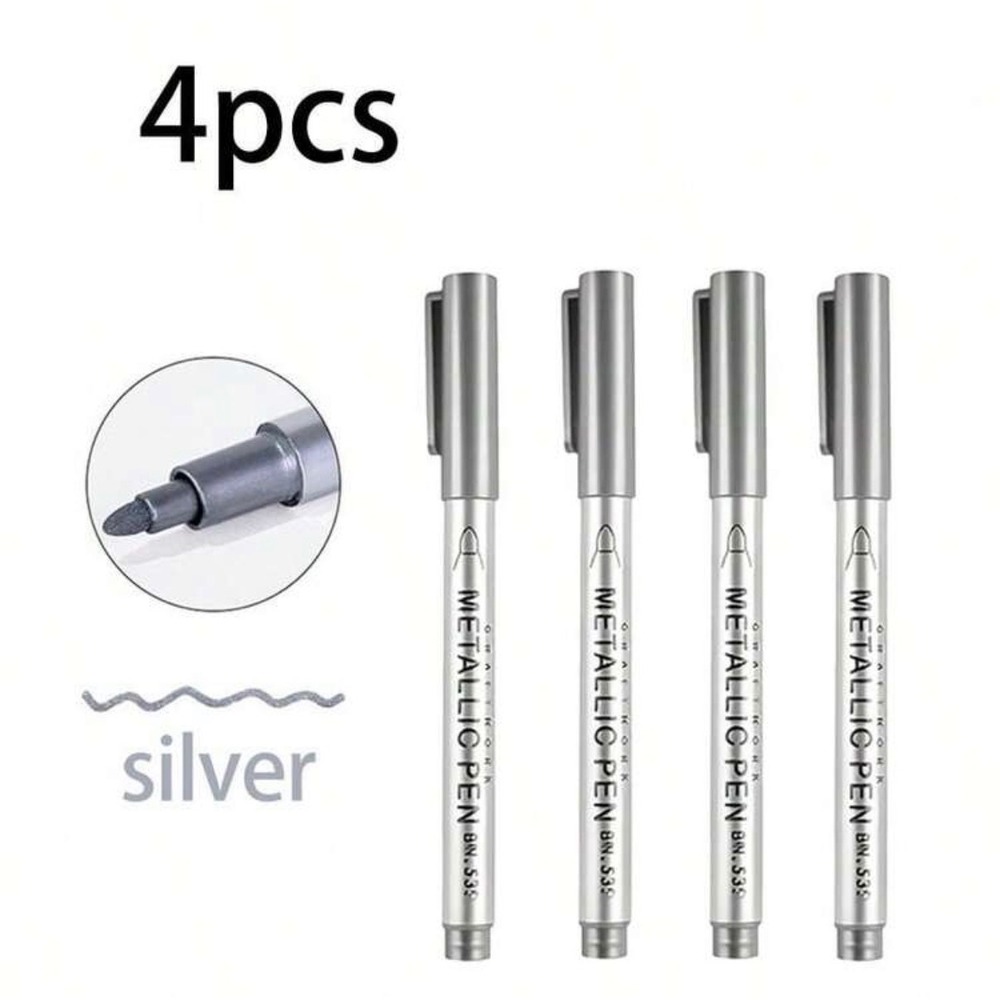 Craftwork Metallic Pen 4pcs Set Silver Fine Tip BN-535 Art Supplies